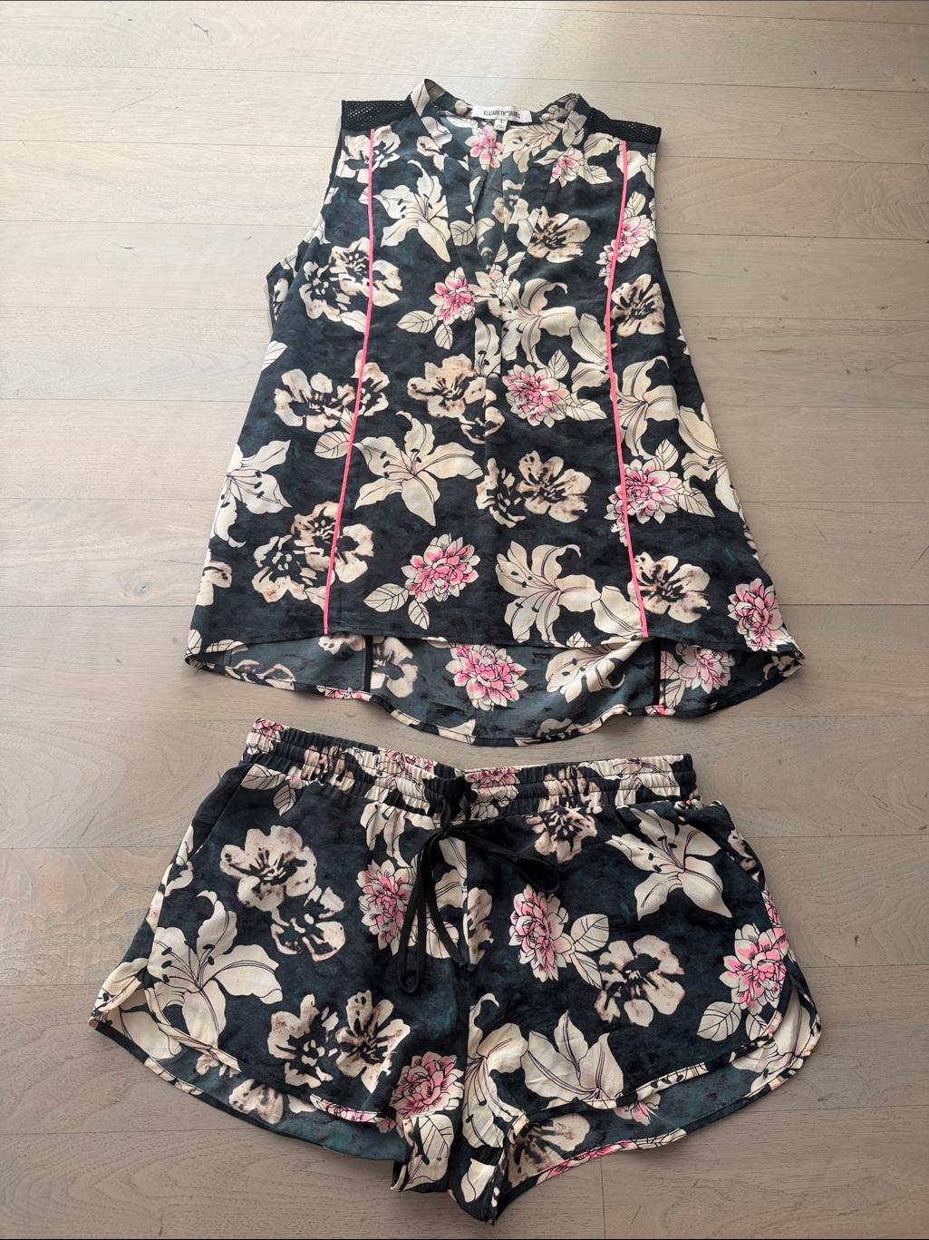 Elizabeth And James Floral Short And Tank Set With Cream And Pink